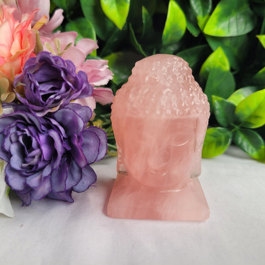 Rose Quartz Crystal Buddha Head