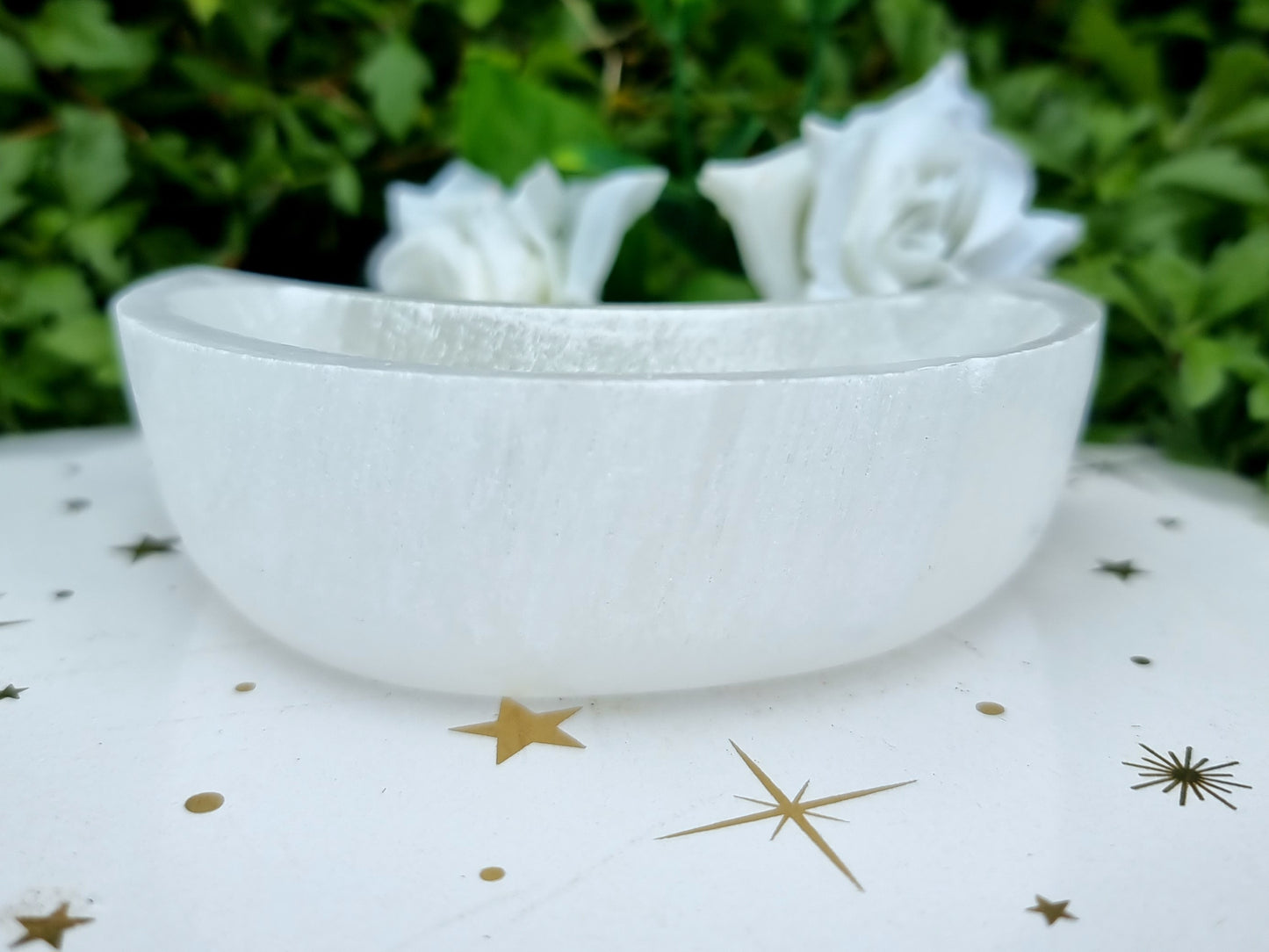 Selenite (satin spar) Crescent Moon Bowl