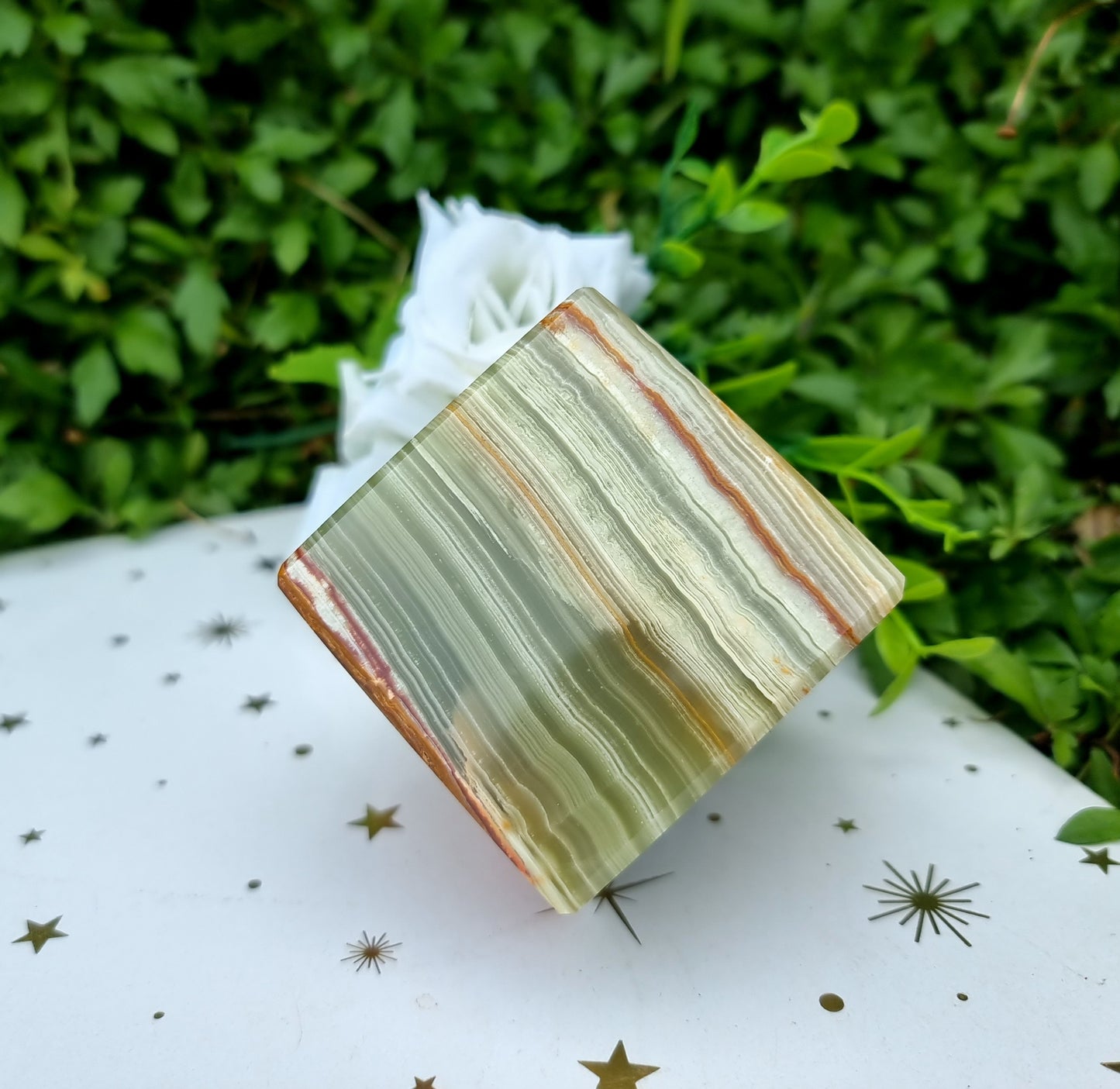 Banded Calcite Standing Cube