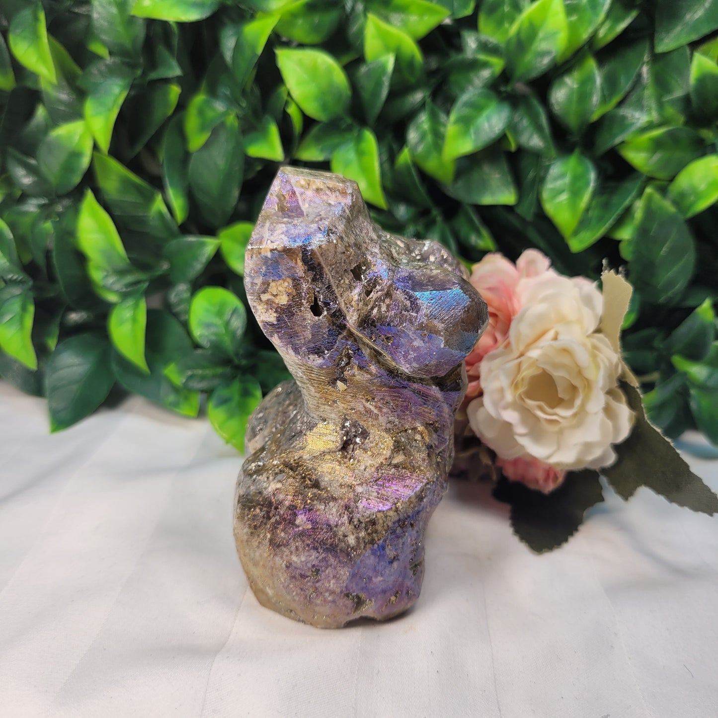 Aura Druzy Quartz on matrix woman's Body