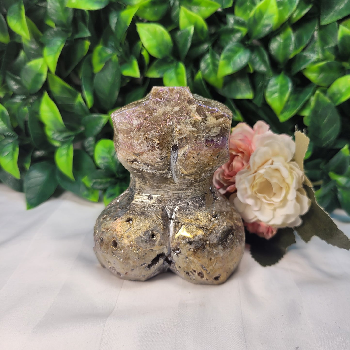 Aura Druzy Quartz on matrix woman's Body