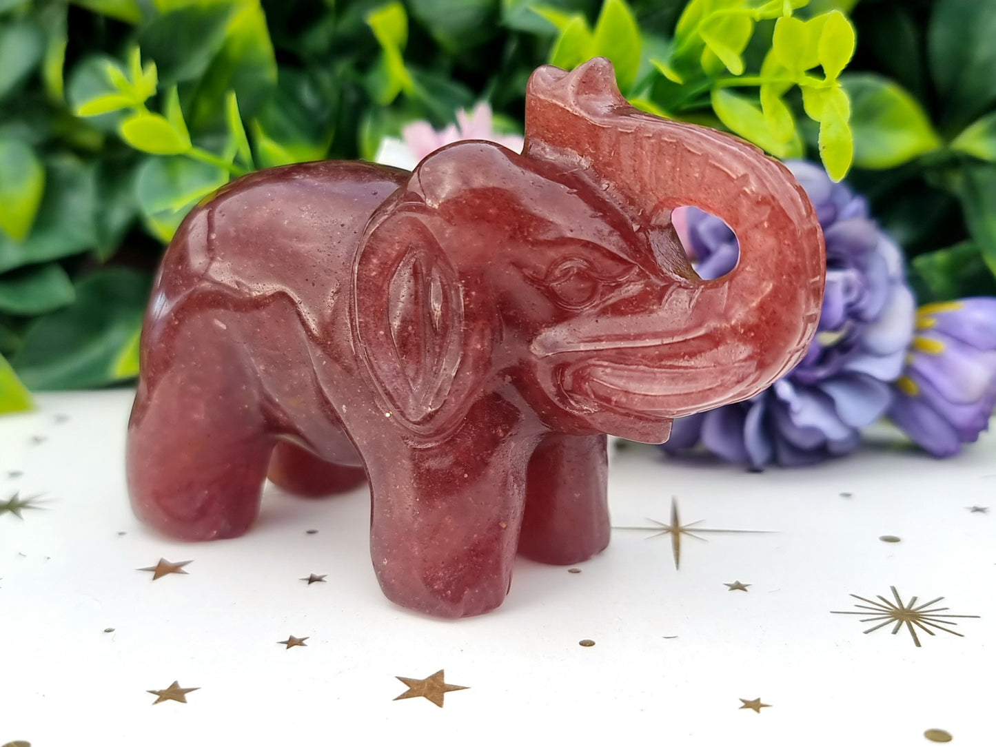 Strawberry Quartz Elephant