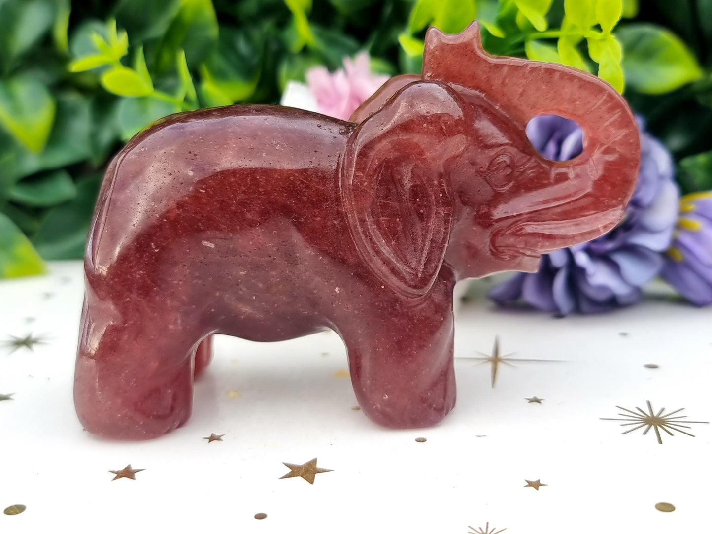 Strawberry Quartz Elephant