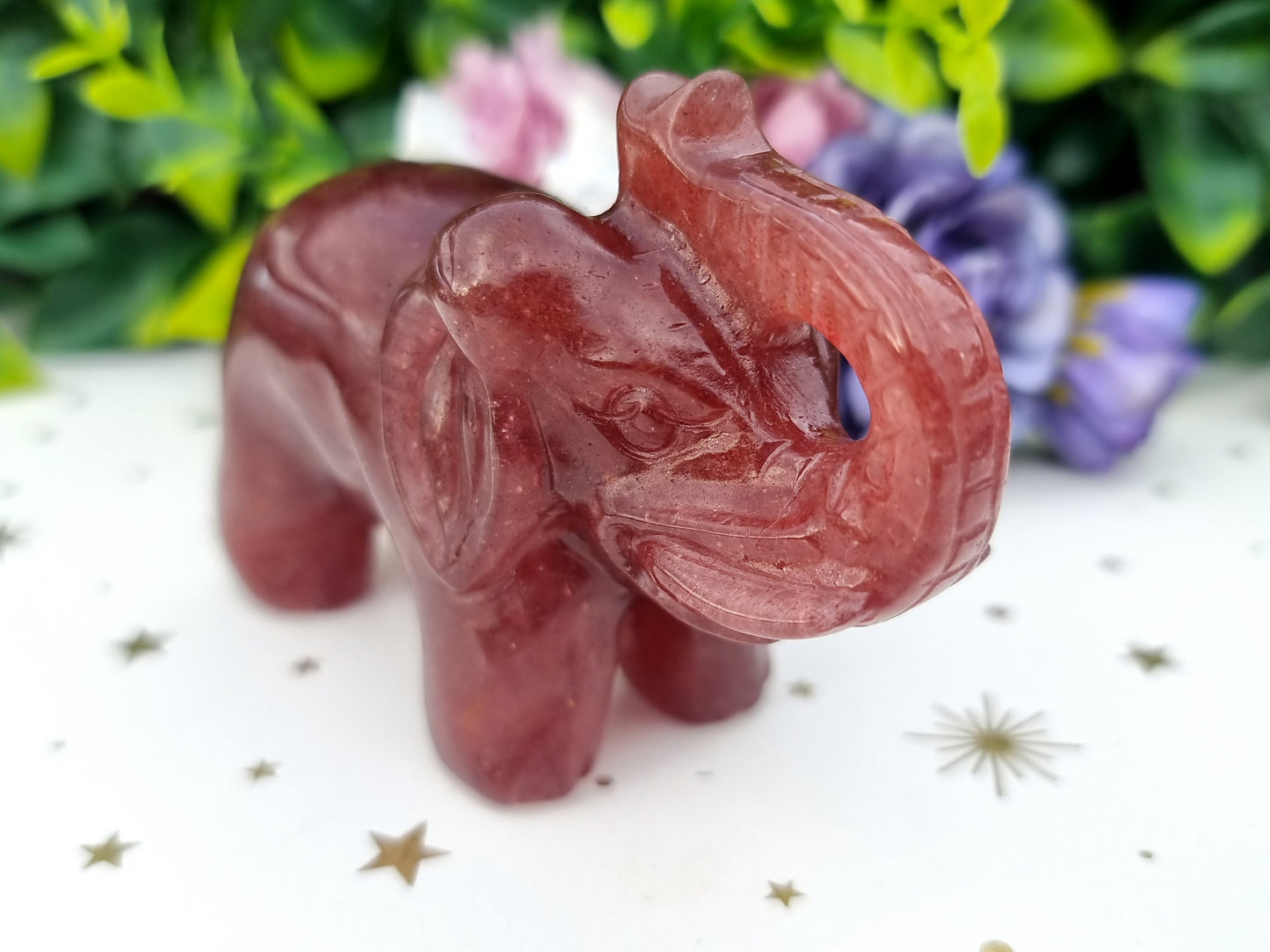 Strawberry Quartz Elephant