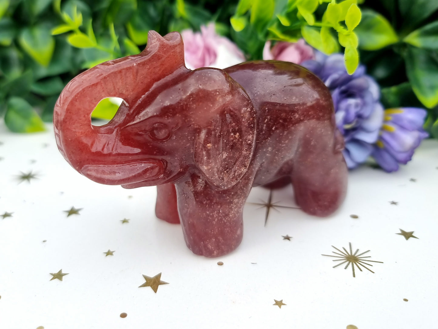 Strawberry Quartz Elephant