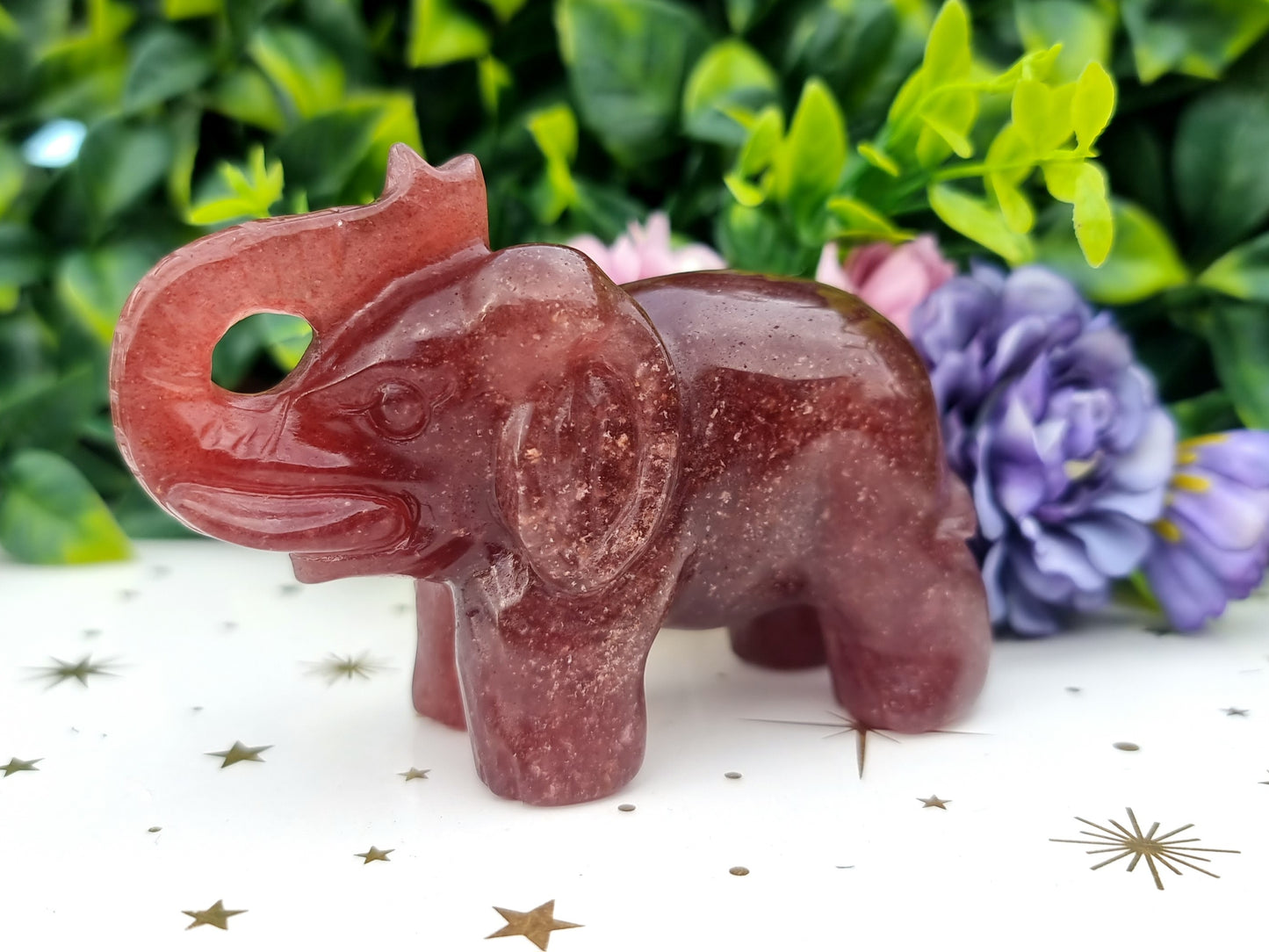 Strawberry Quartz Elephant