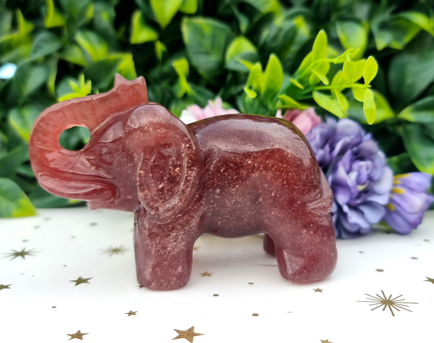 Strawberry Quartz Elephant