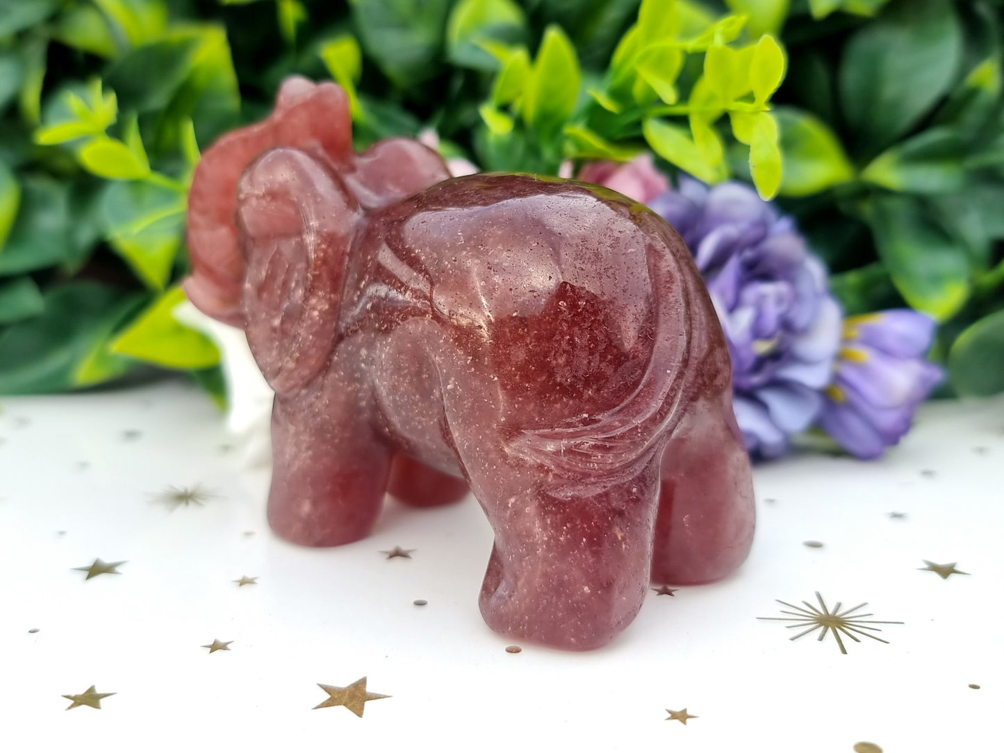 Strawberry Quartz Elephant