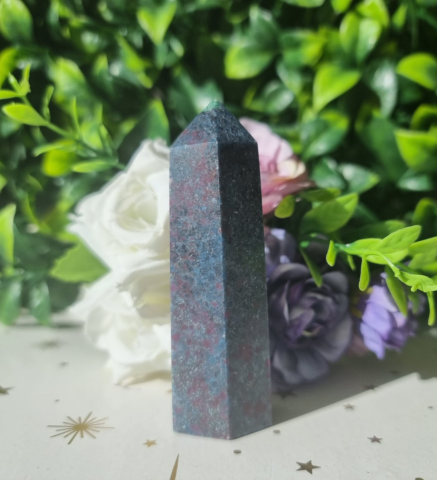 Ruby Kyanite with Fuchsite Point