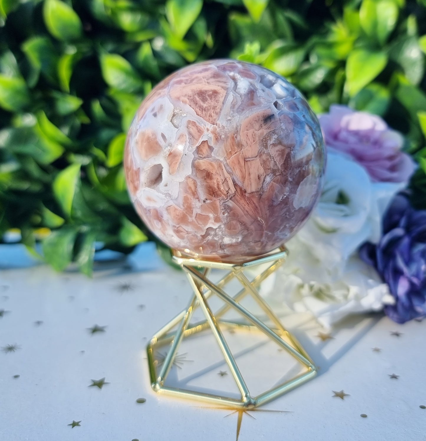 Pink Agate and Quartz Sphere