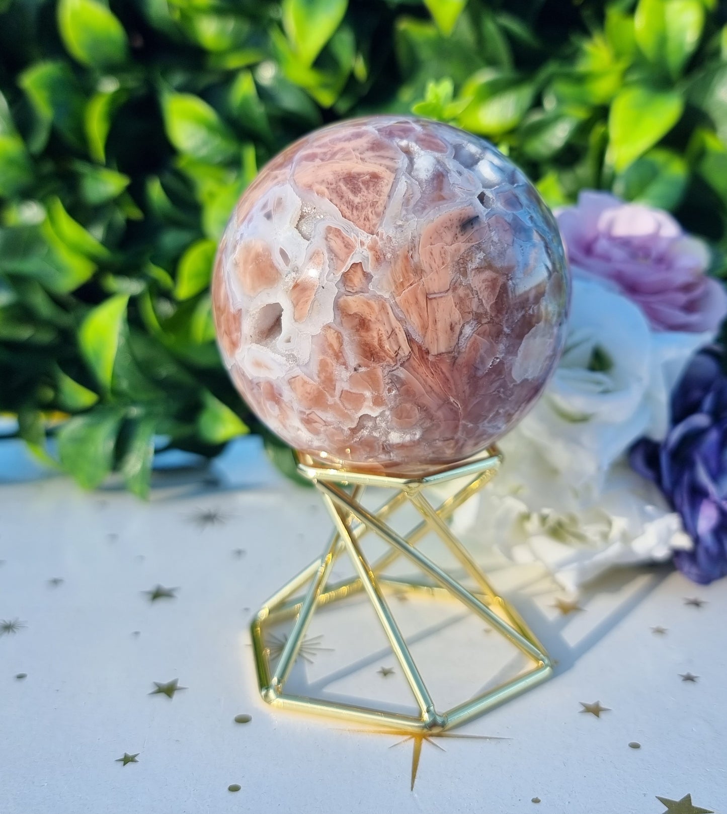 Pink Agate and Quartz Sphere