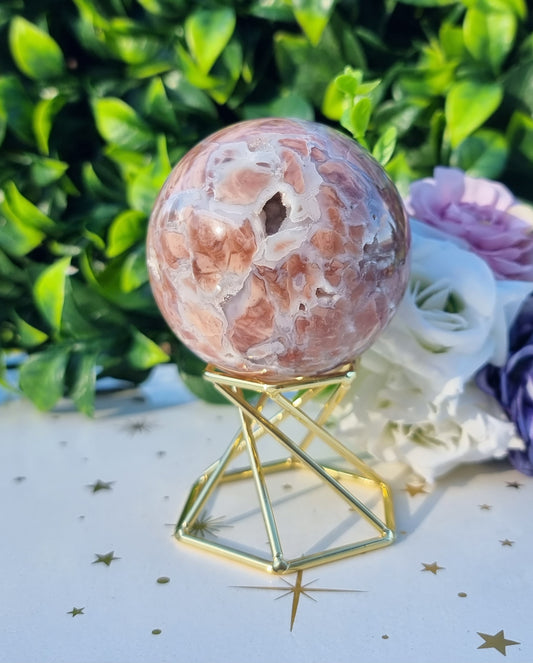 Pink Agate and Quartz Sphere