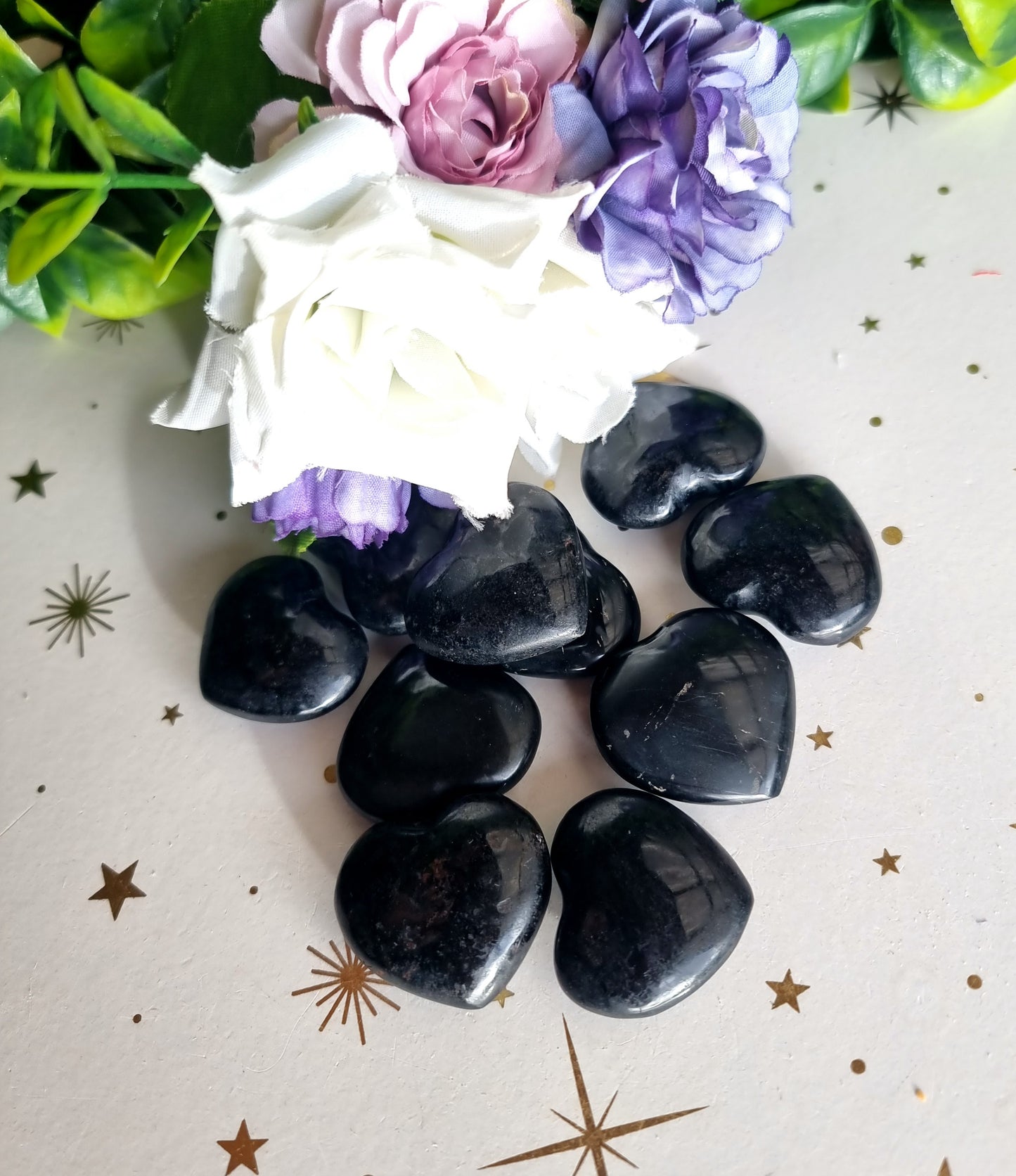 Black Tourmaline Hearts