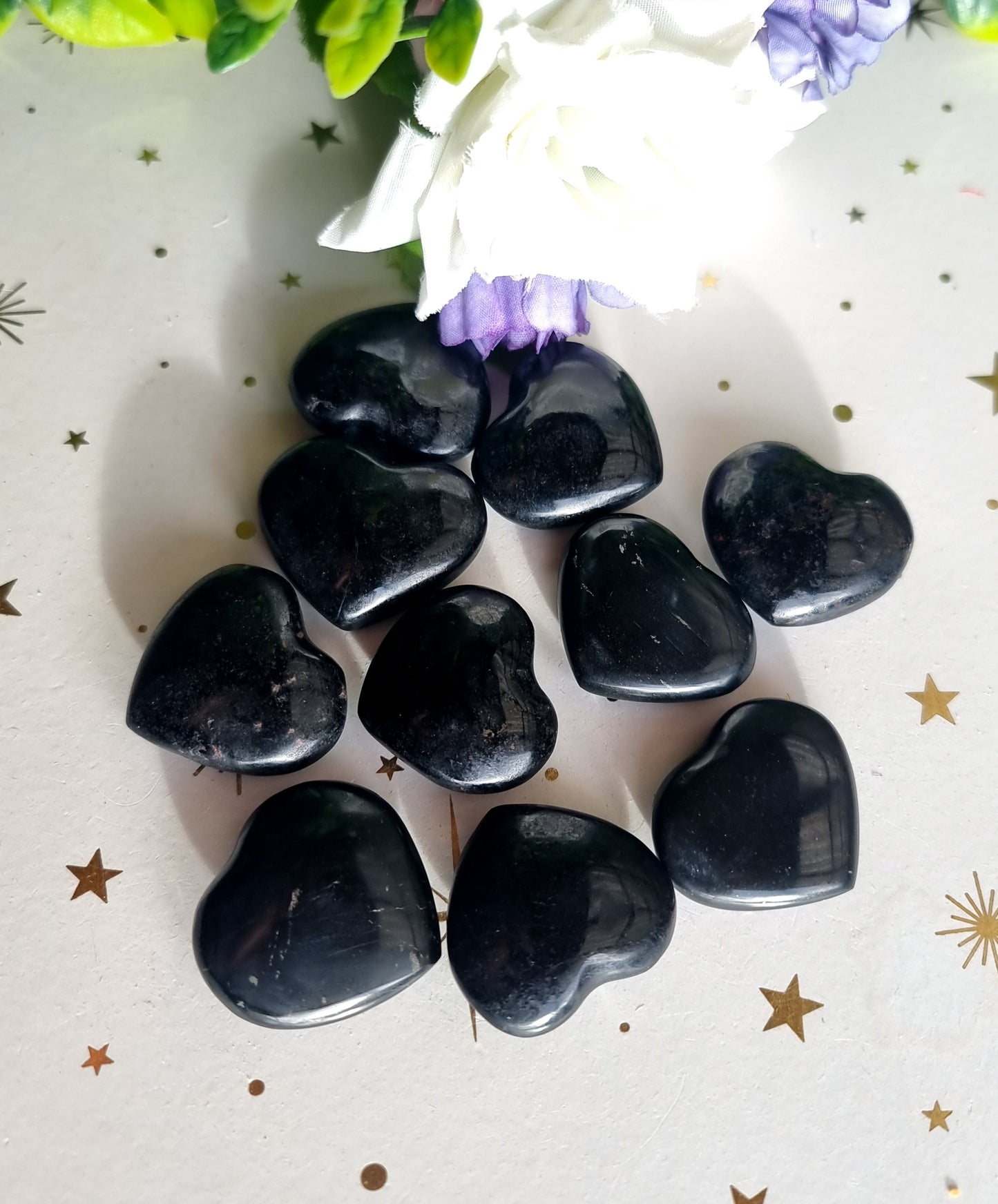 Black Tourmaline Hearts