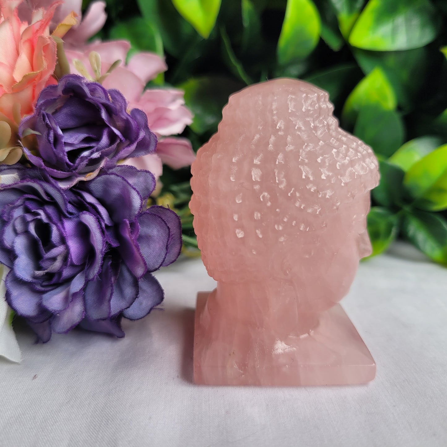 Rose Quartz Crystal Buddha Head