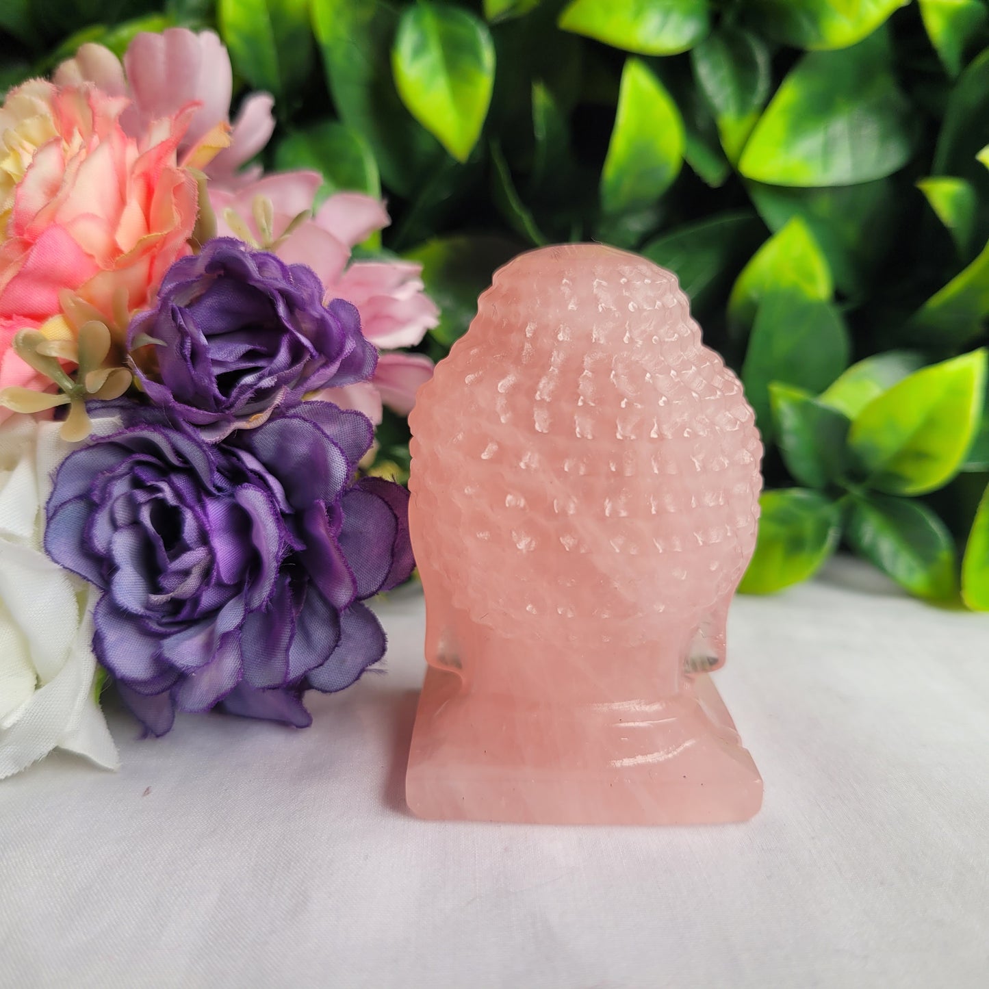 Rose Quartz Crystal Buddha Head