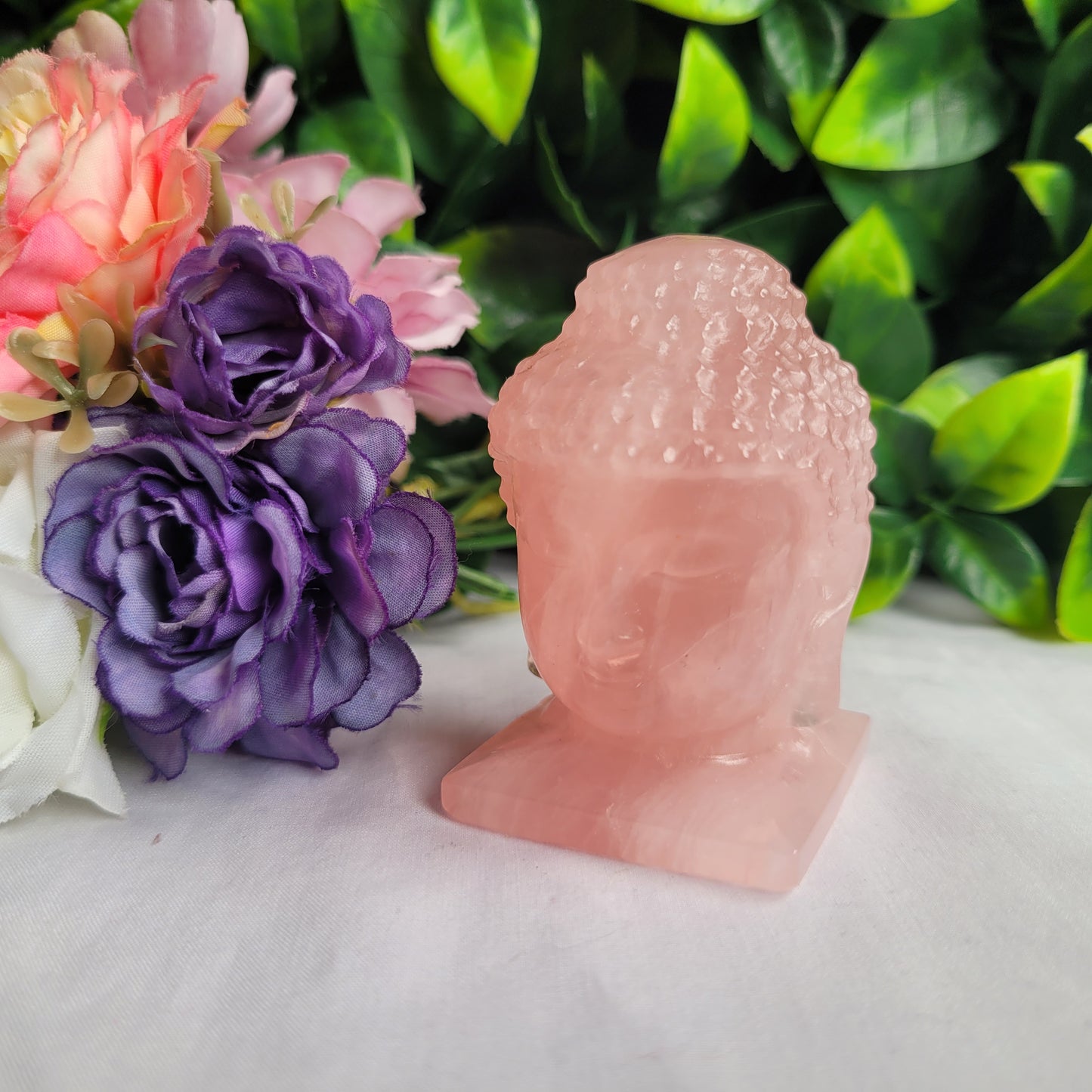 Rose Quartz Crystal Buddha Head