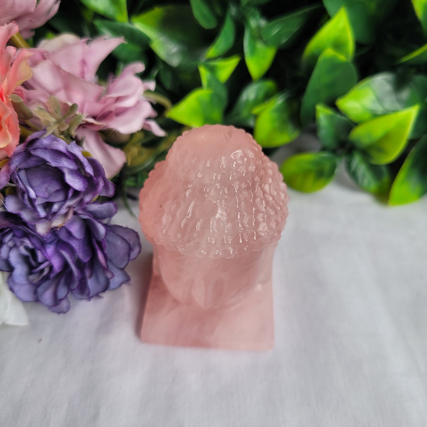 Rose Quartz Crystal Buddha Head