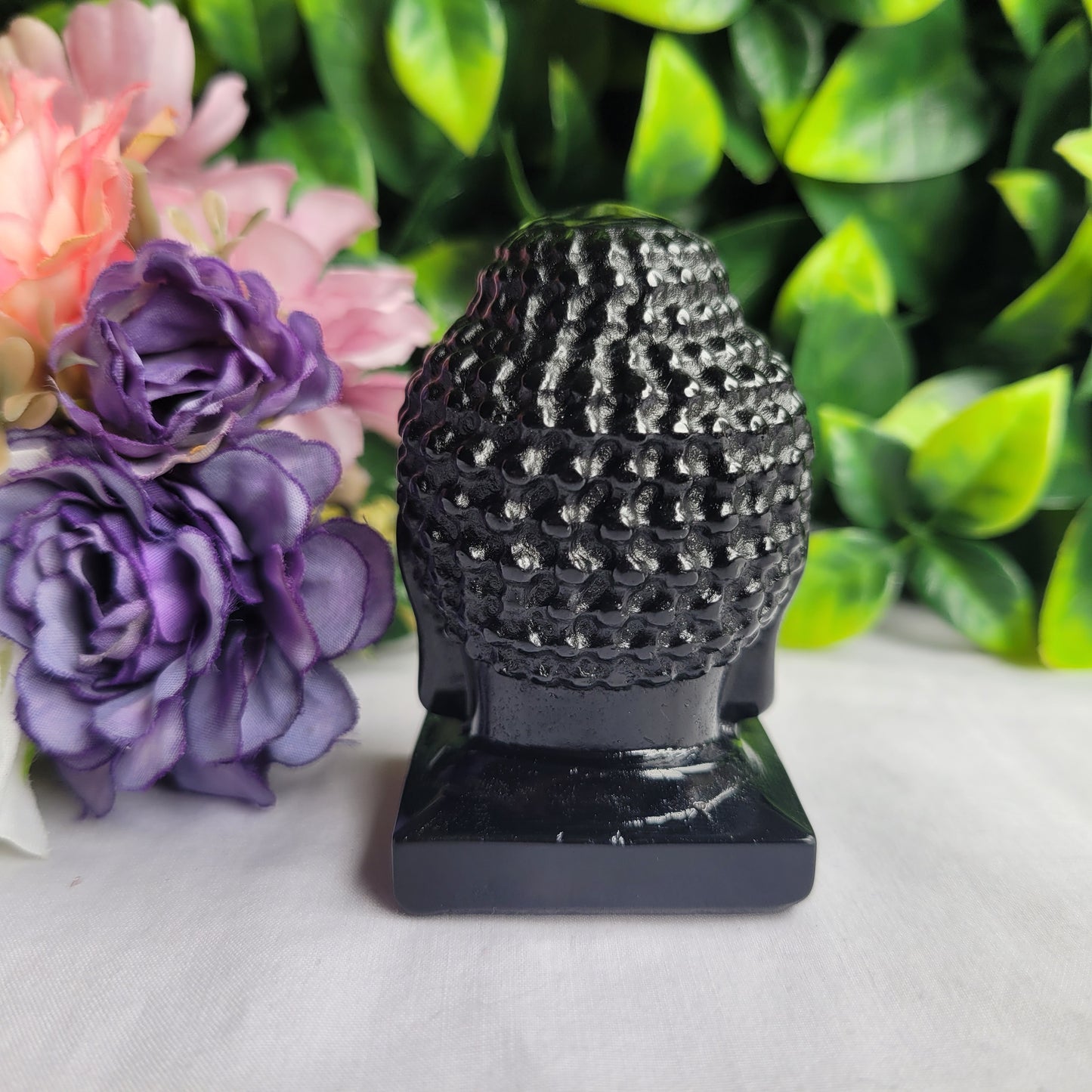 Black Obsidian Crystal Buddha Head