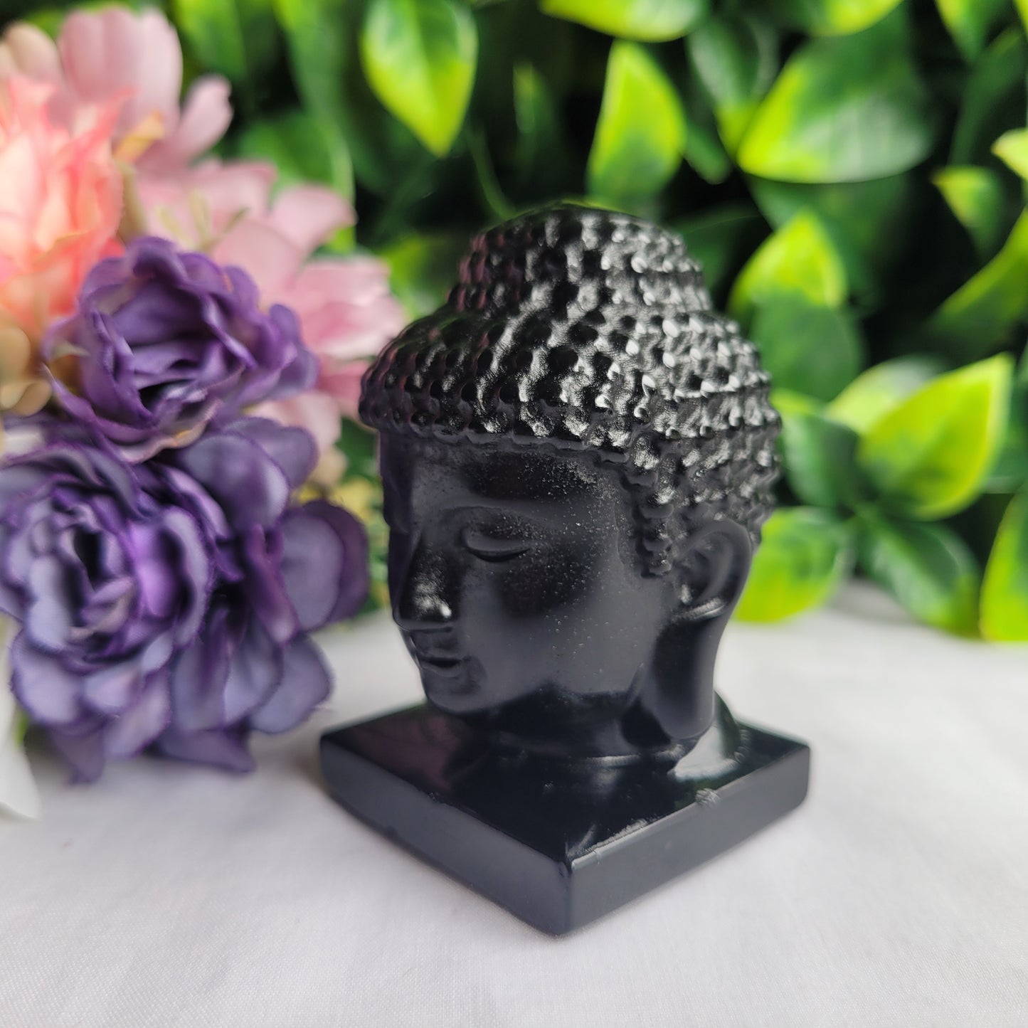 Black Obsidian Crystal Buddha Head