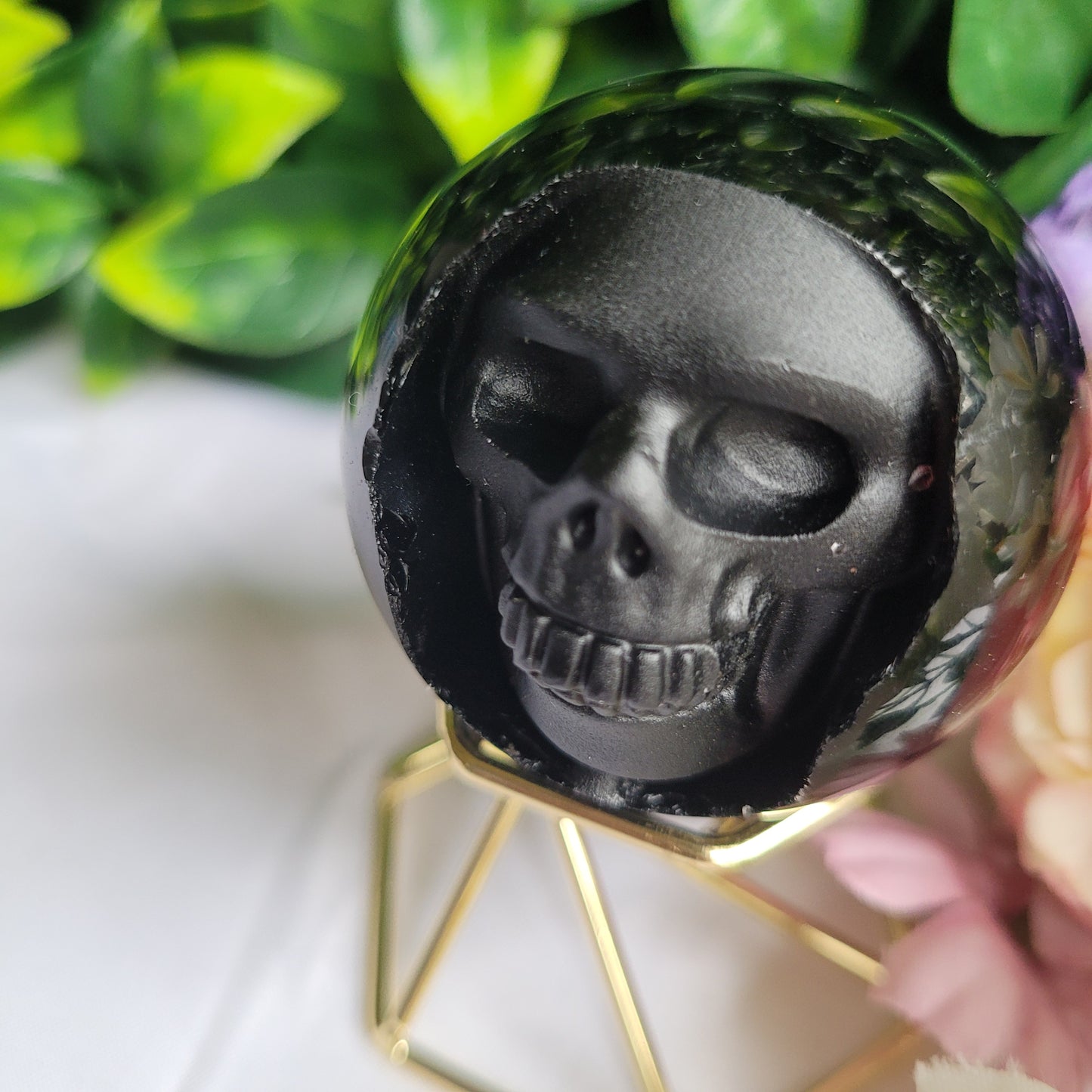 Black Obsidian Skull Sphere