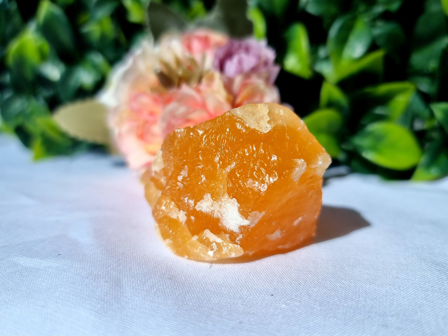 Orange calcite polished Raw