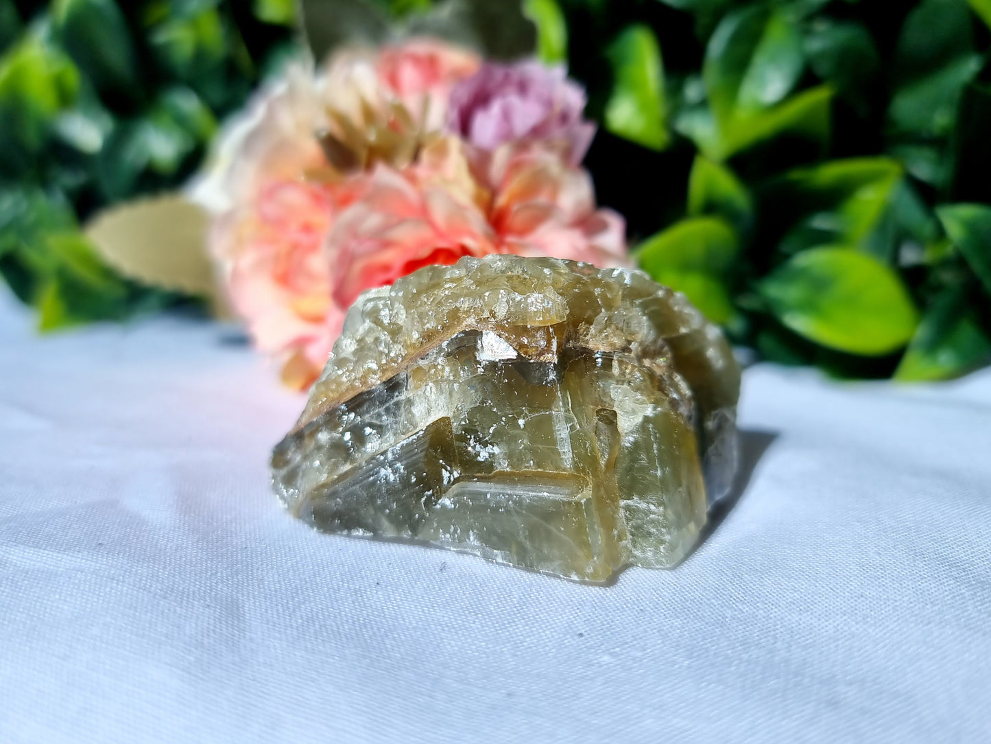 Green calcite polished Raw