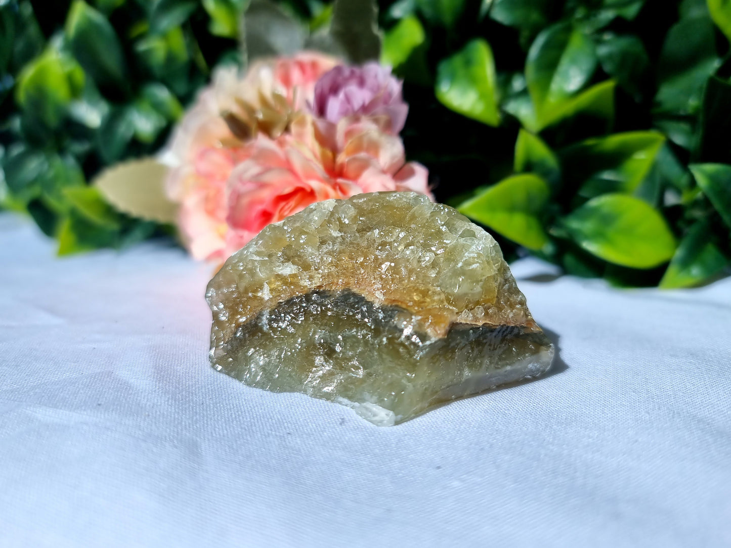 Green calcite polished Raw