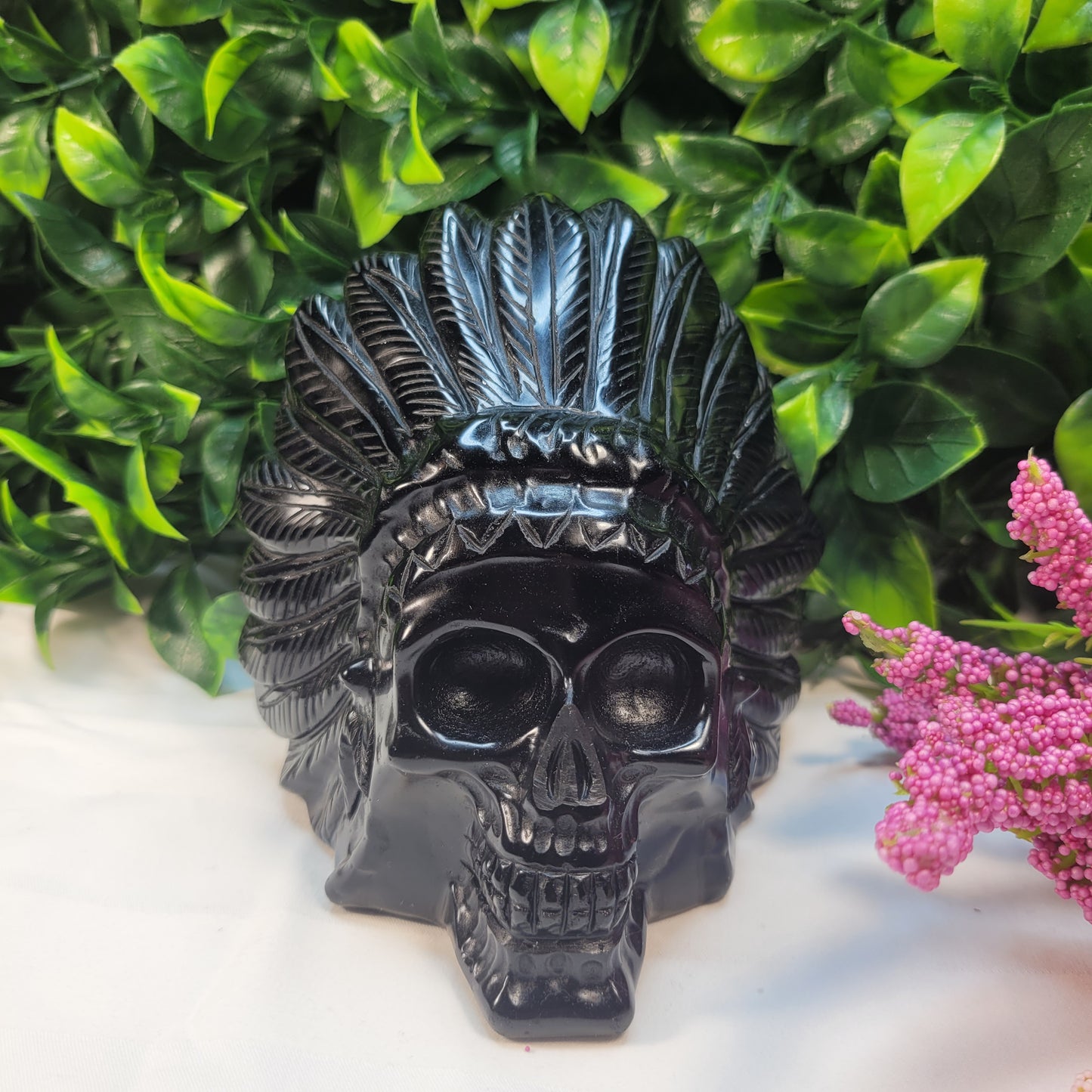 Black Obsidian Native American Skull