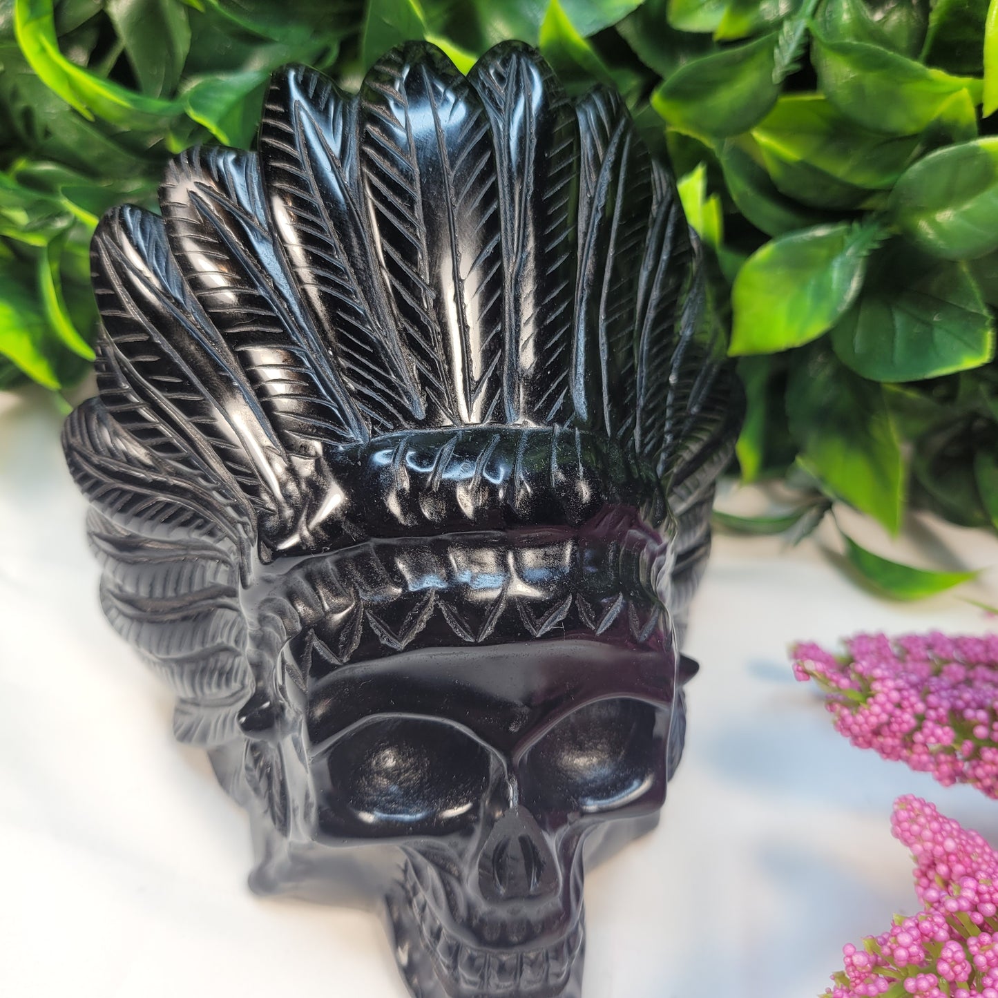 Black Obsidian Native American Skull