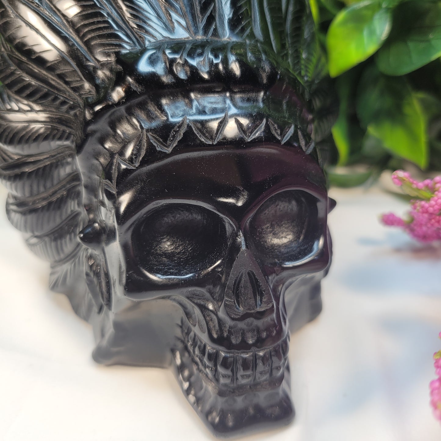 Black Obsidian Native American Skull