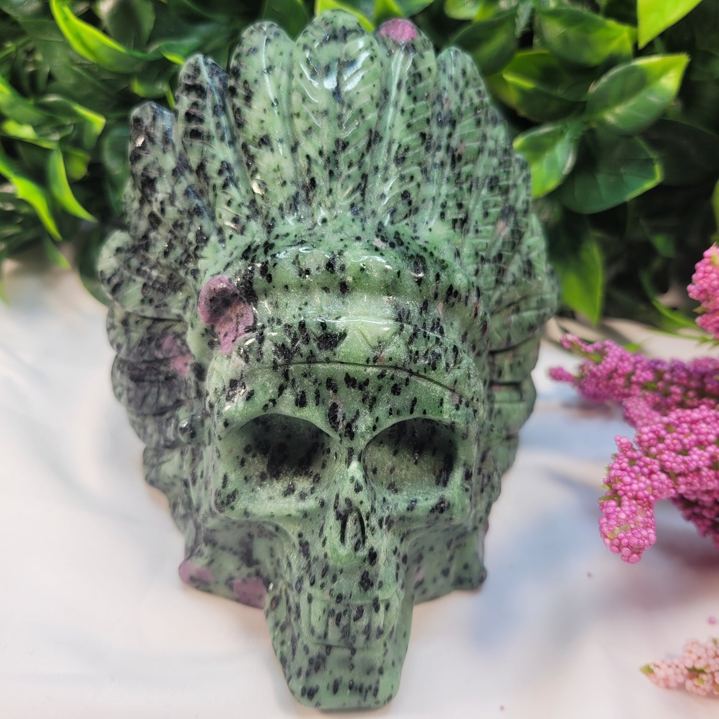 Ruby Zoisite Native American Skull