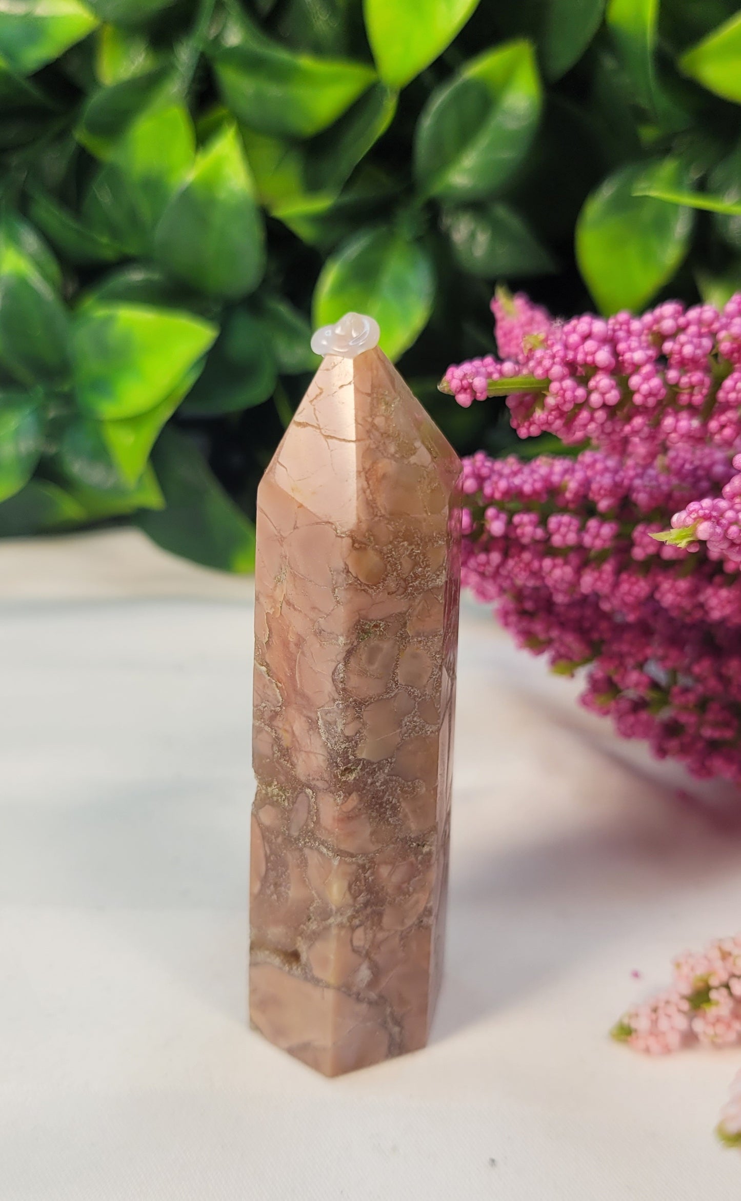 Pink Agate & Quartz Point