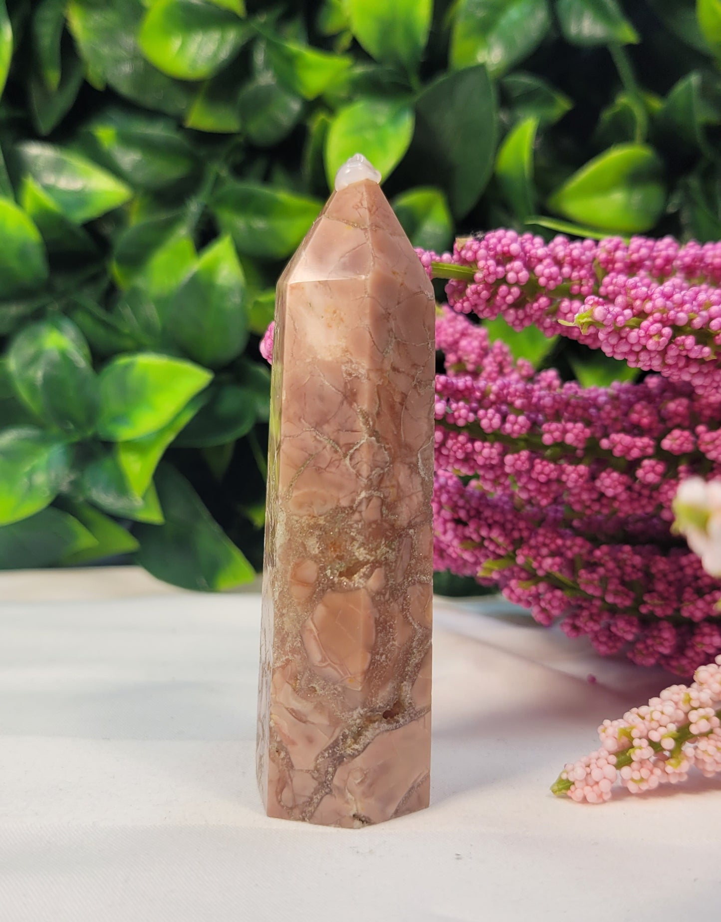 Pink Agate & Quartz Point