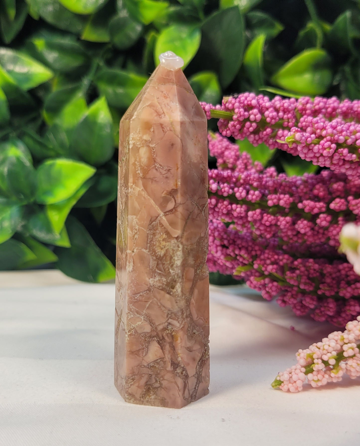 Pink Agate & Quartz Point