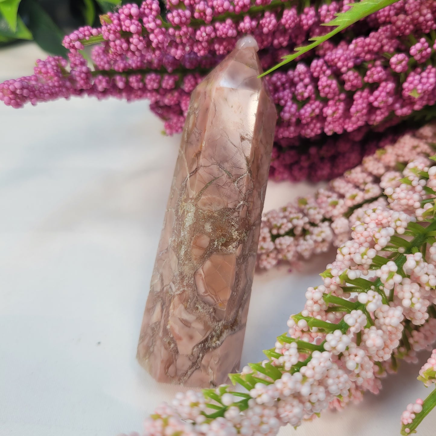 Pink Agate & Quartz Point