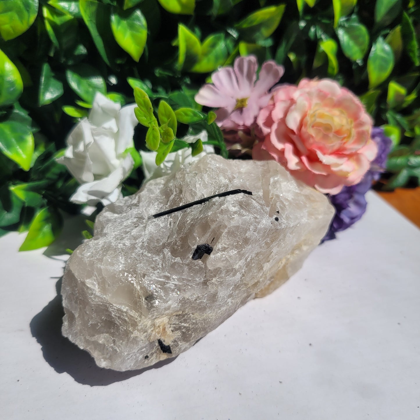 Black Tourmaline in Quartz Raw