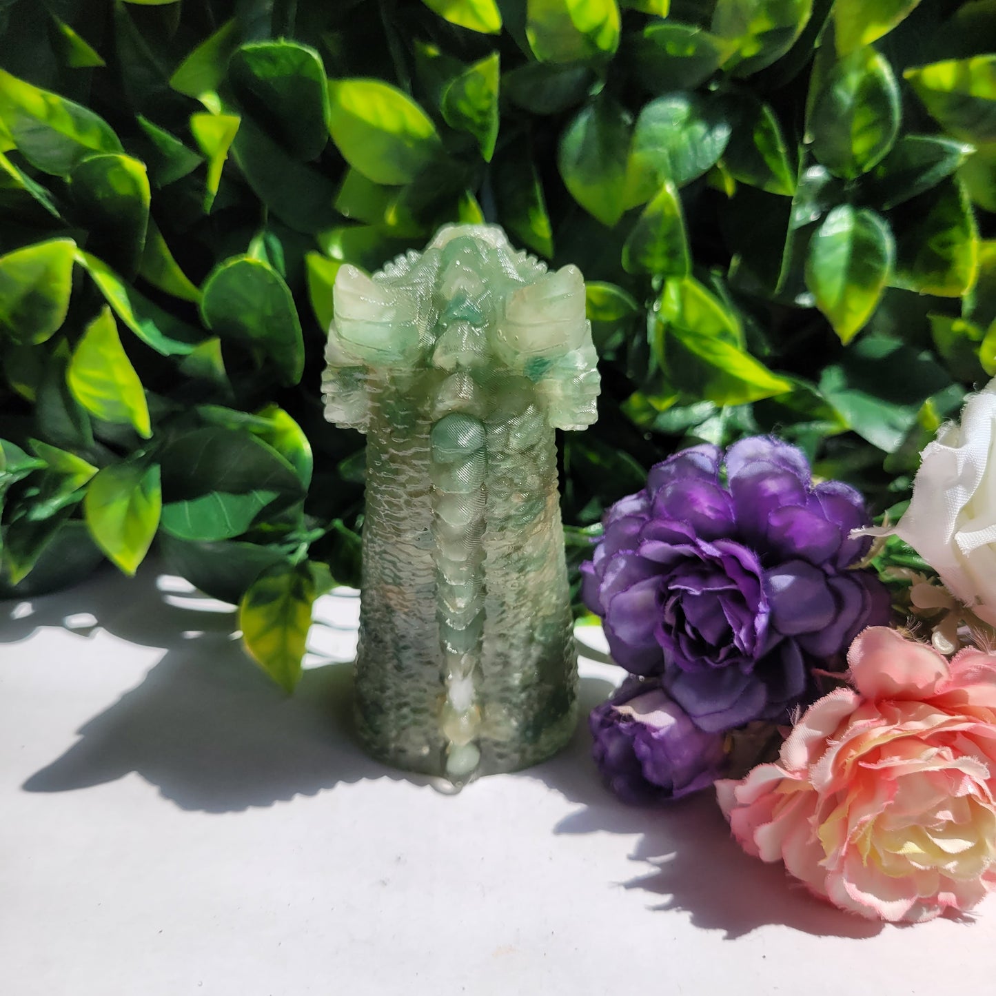 Standing Dragon crystal chips in resin