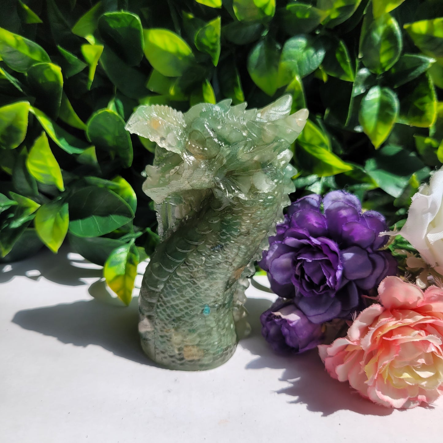 Standing Dragon crystal chips in resin