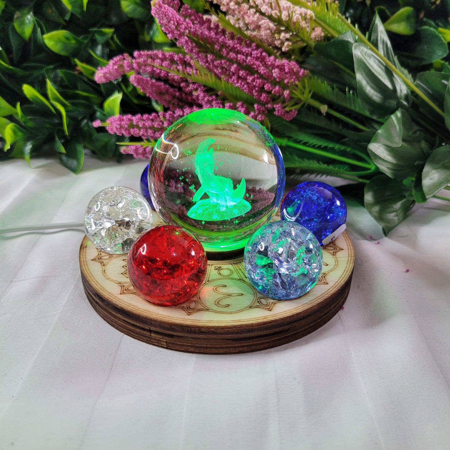 Wooden Zodiac Sphere light stand