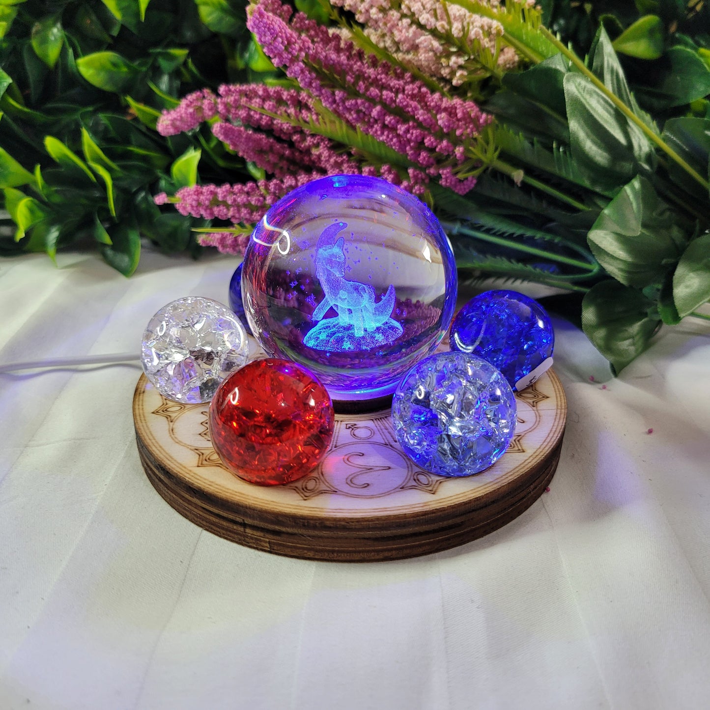 Wooden Zodiac Sphere light stand