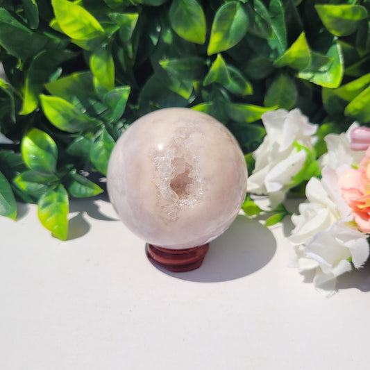 Pink Flower Agate Sphere