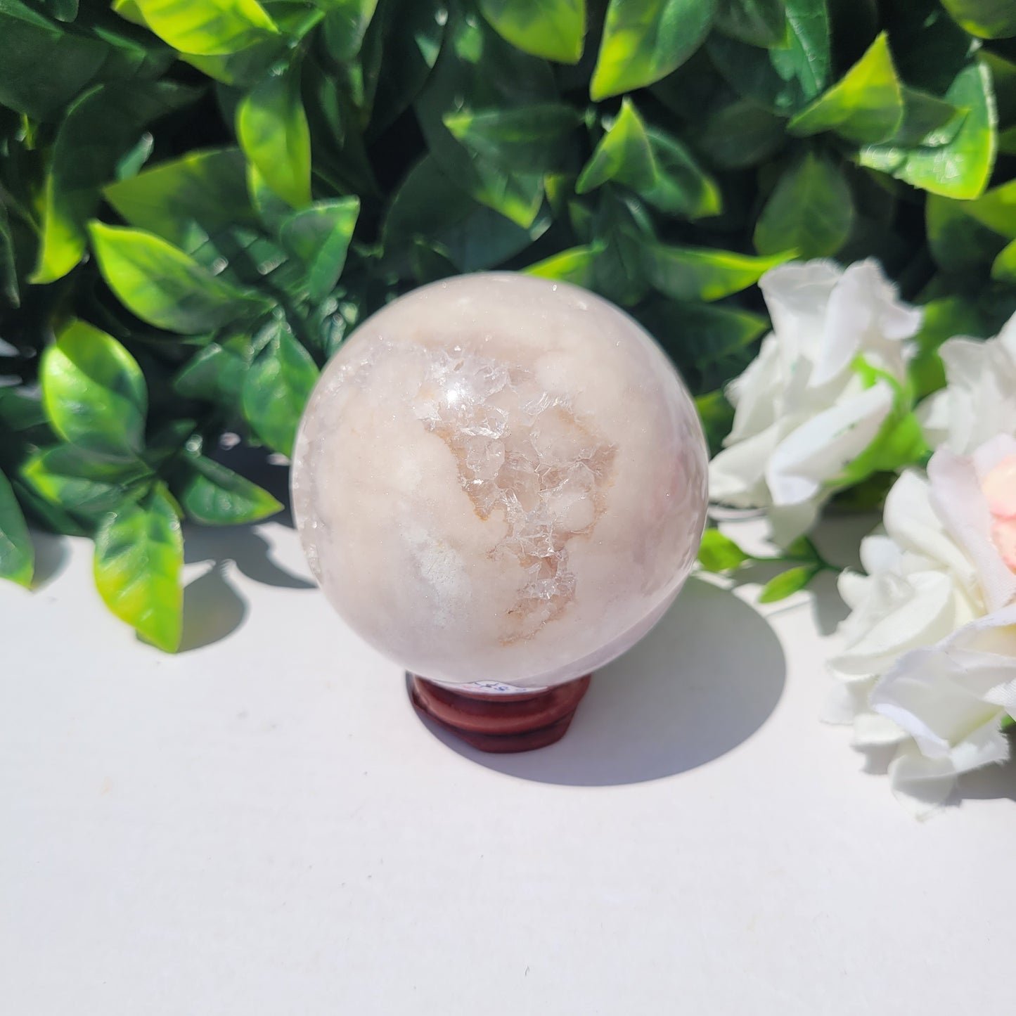 Pink Flower Agate Sphere