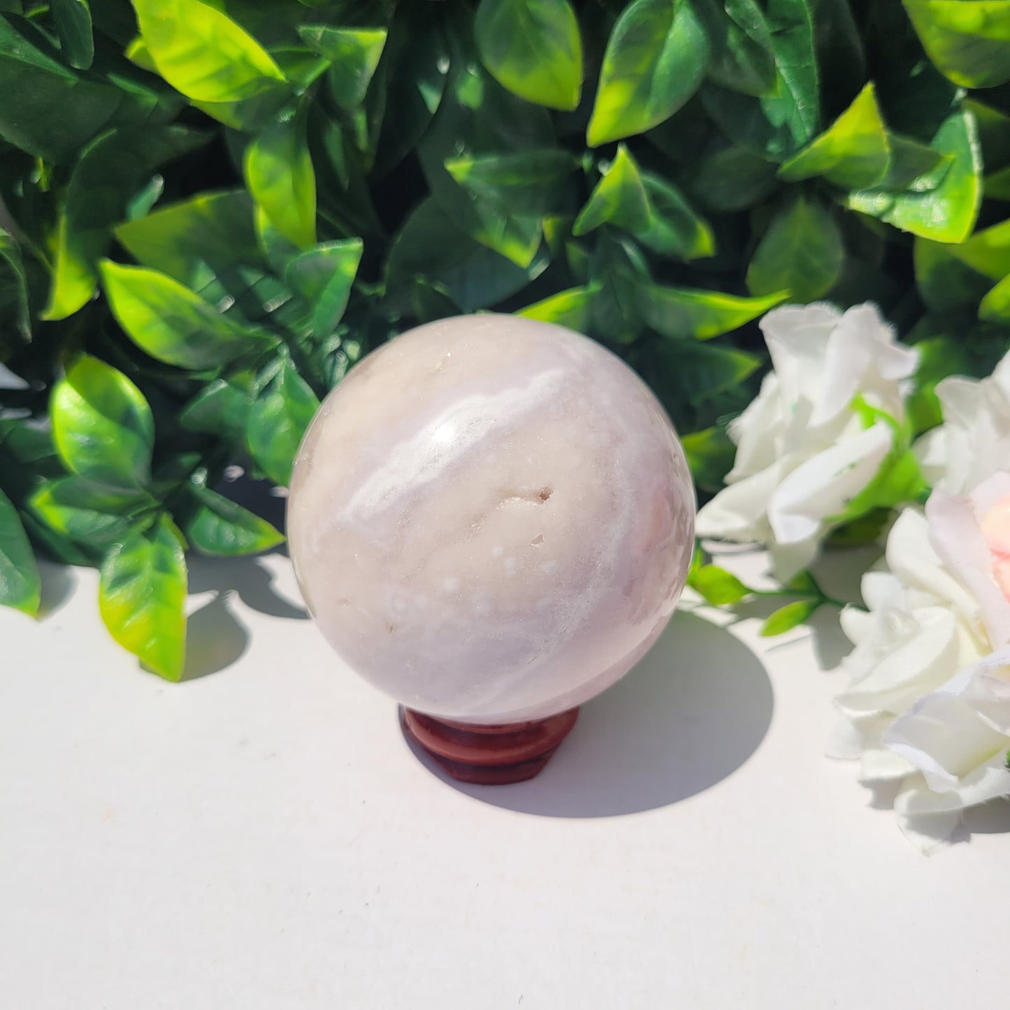 Pink Flower Agate Sphere