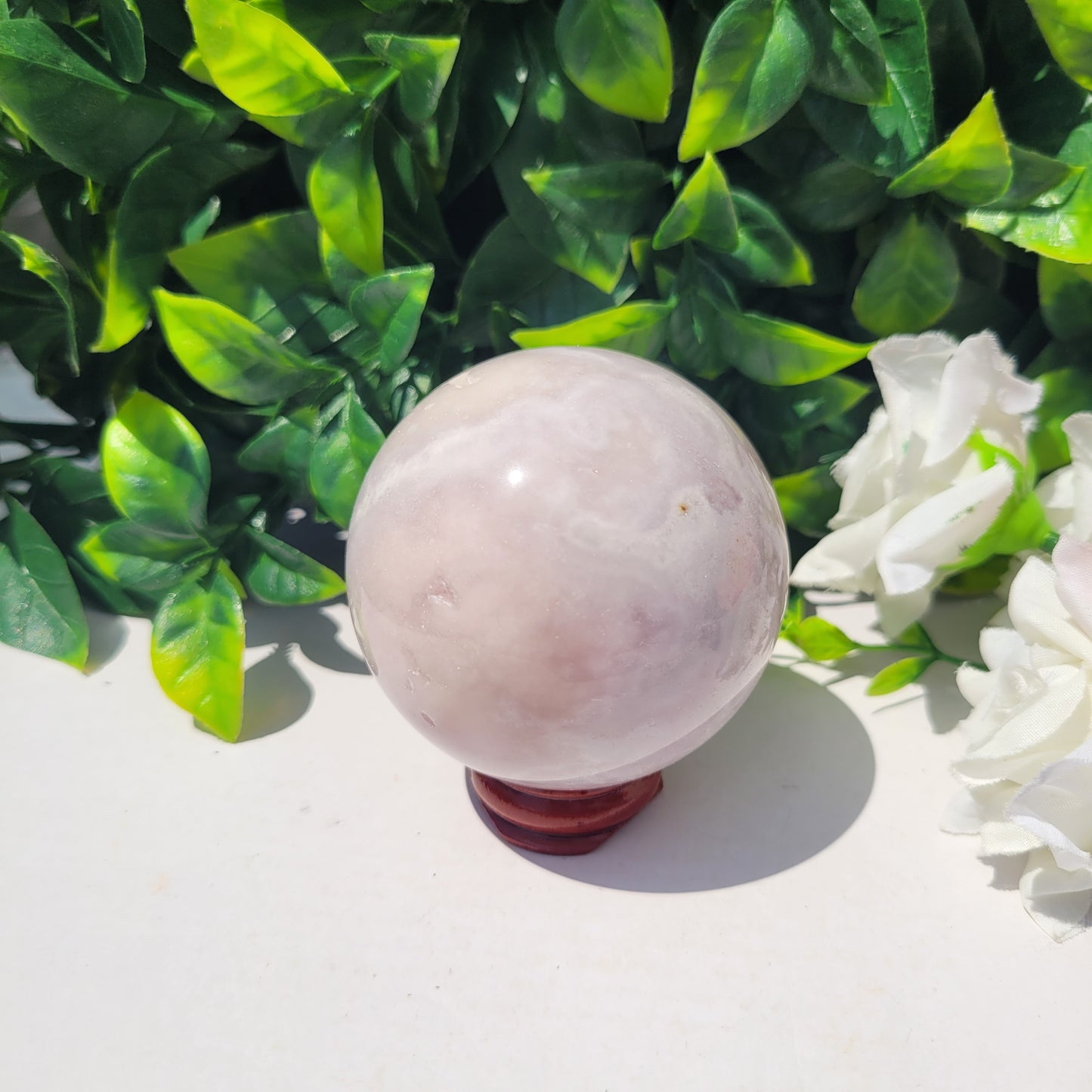 Pink Flower Agate Sphere