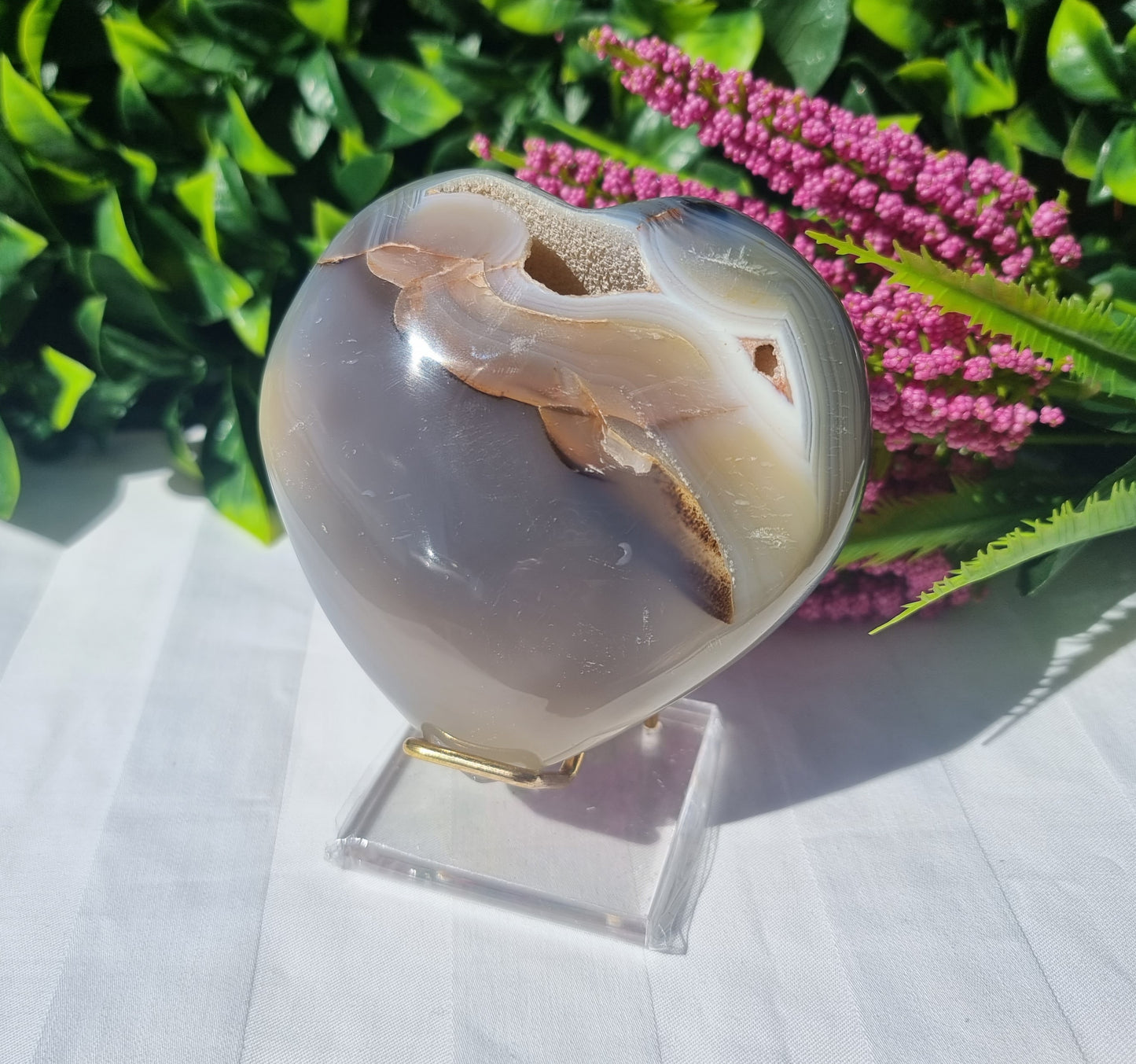 Orca Agate Puffy Heart