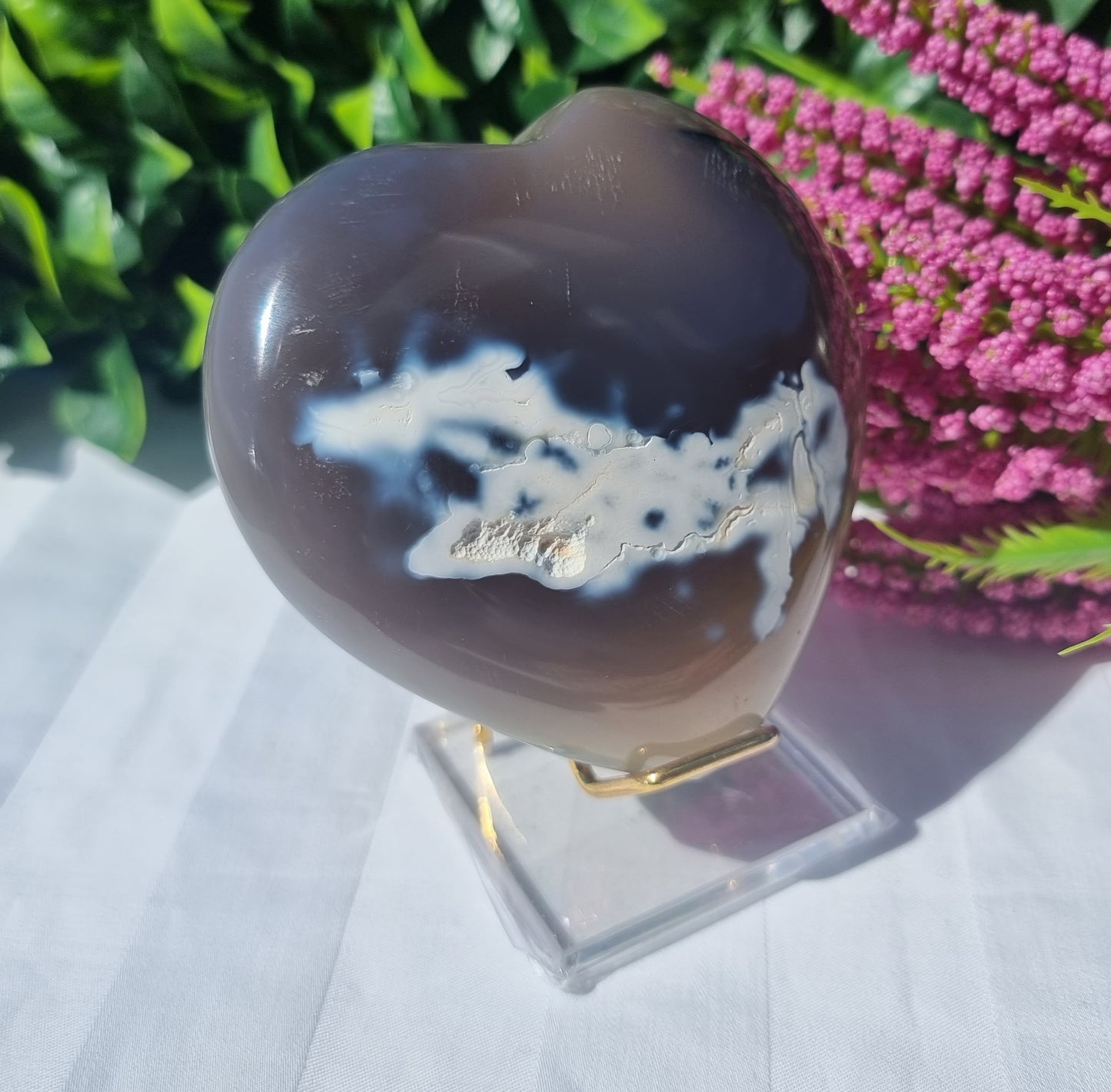 Orca Agate Puffy Heart