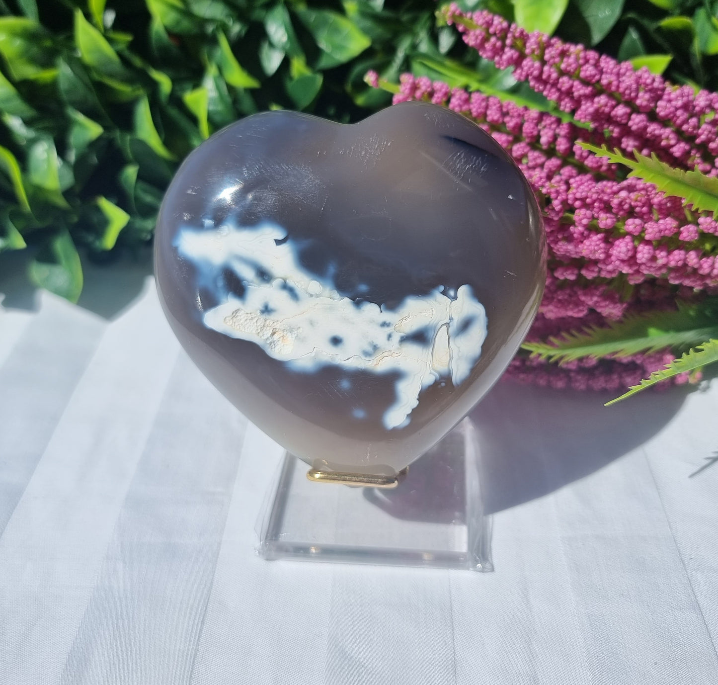 Orca Agate Puffy Heart