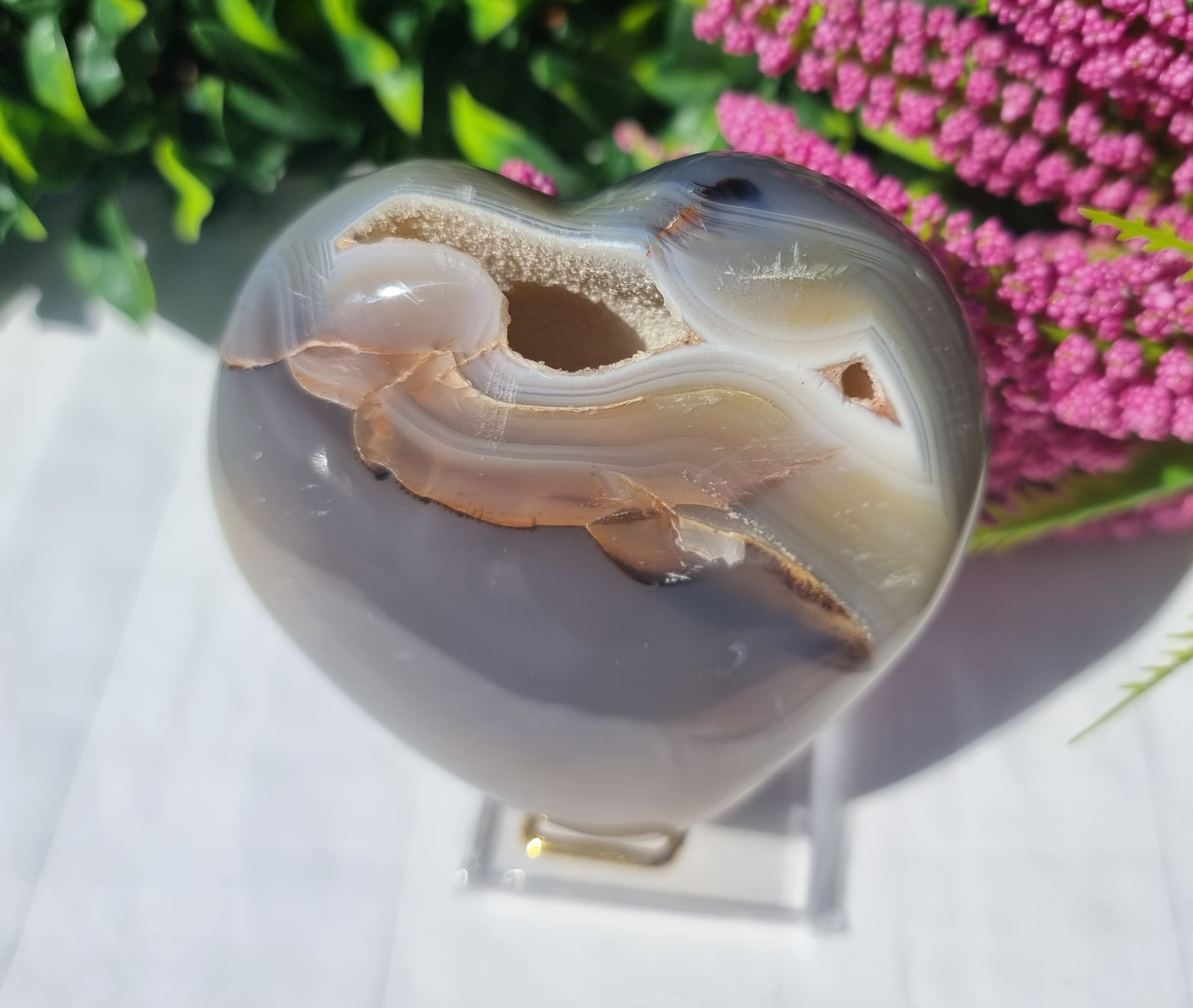 Orca Agate Puffy Heart