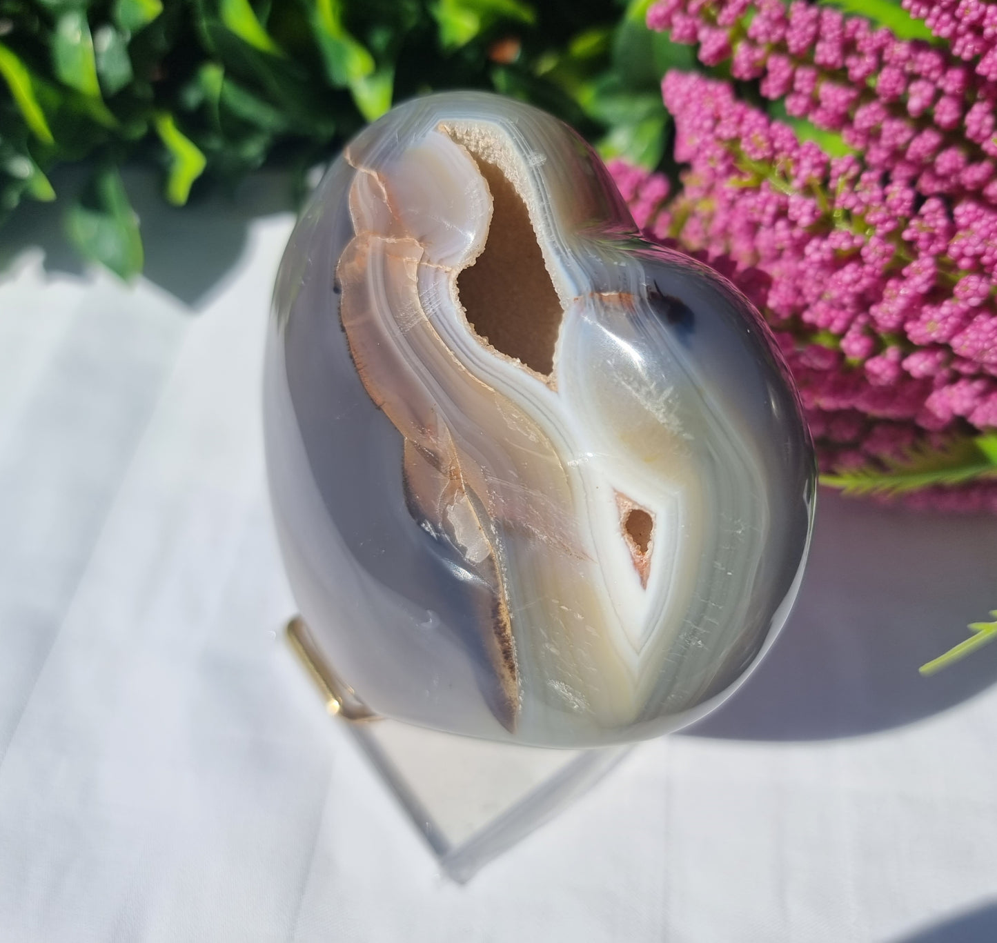 Orca Agate Puffy Heart